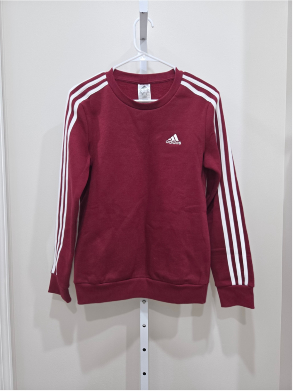 •Adidas• Women's Maroon & White Striped Crewneck Sweatshirt Size S